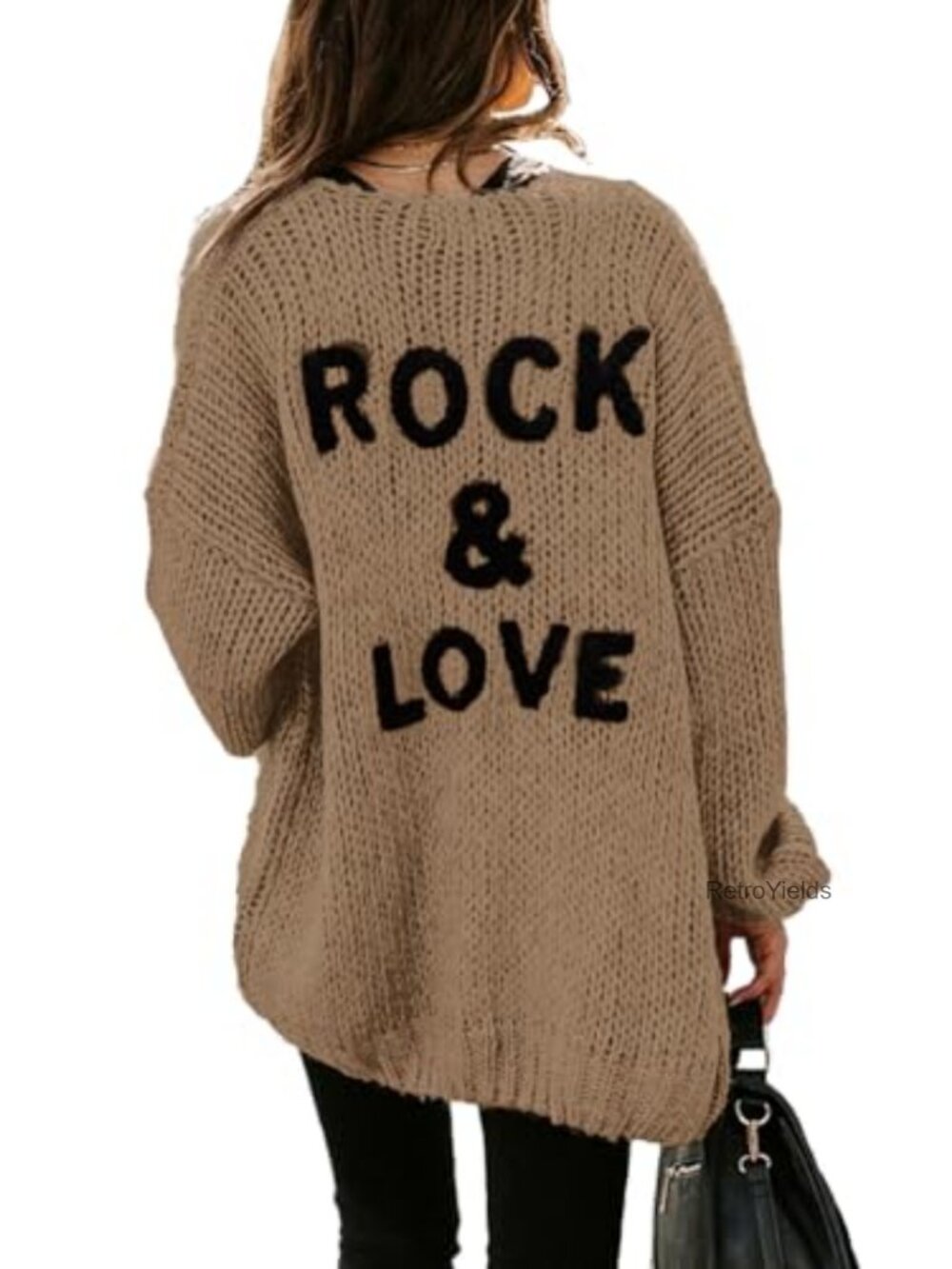 Open Front Long Sleeve Knit Cardigan Loose Draped Sweater Coat
